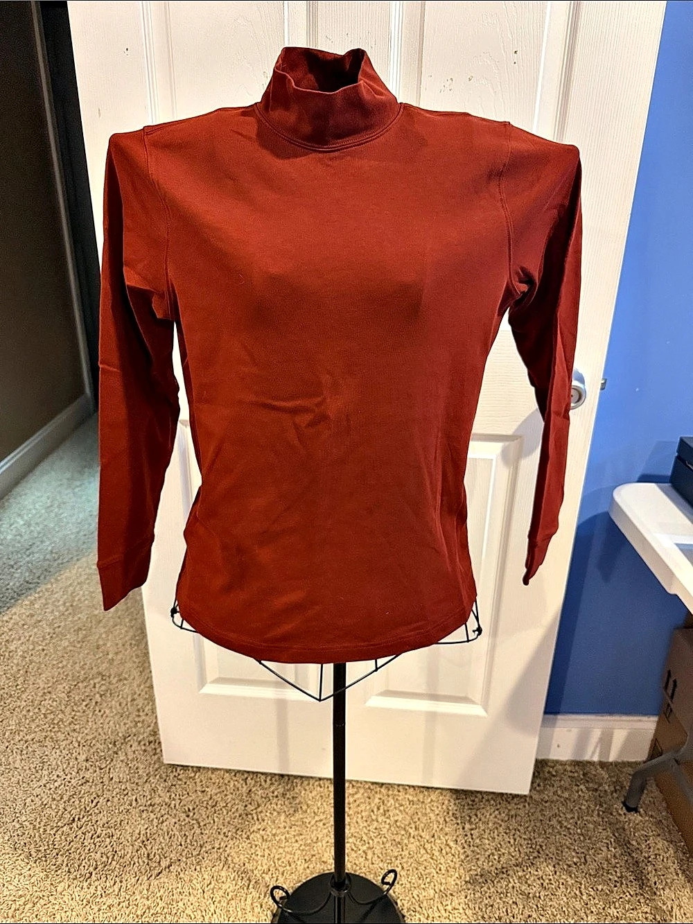 Lands' End Women’s Relaxed Cotton Long Sleeve Mock Neck Turtleneck Small 6-8